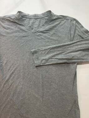 Lululemon Heathered Grey V-Neck Long Sleeve Performance Top